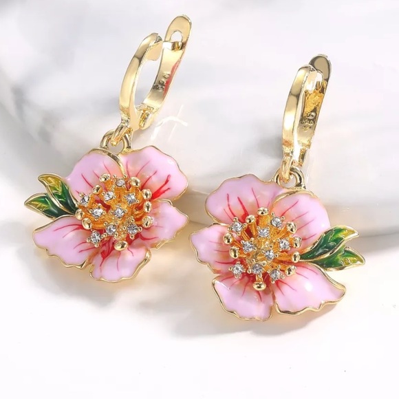 Jewelry - NEW Pink Blossom Flower Earrings